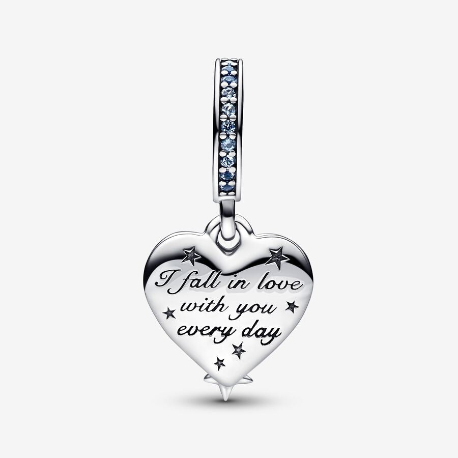 Celestial Shooting Star Heart Double Dangle Charm