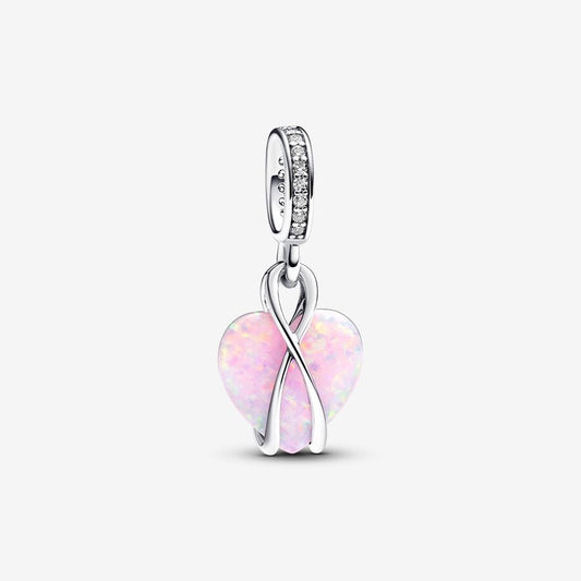 Mom Opalescent Heart Dangle Charm