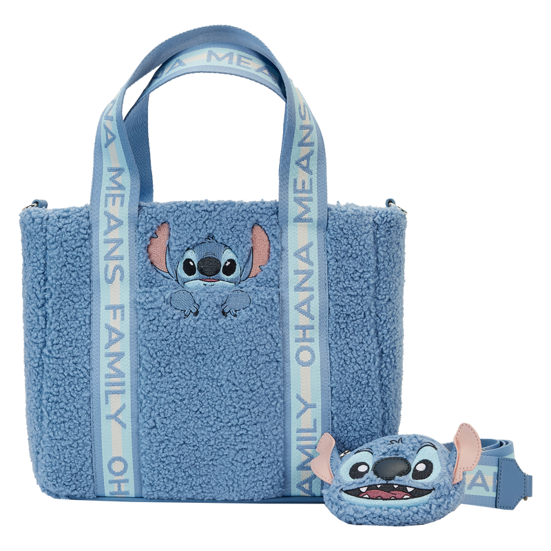 Stitch Plush Sherpa Tote Bag With Coin Bag