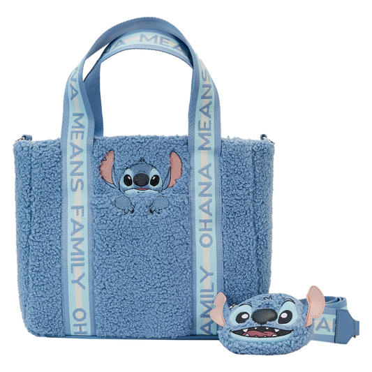 Stitch Plush Sherpa Tote Bag With Coin Bag