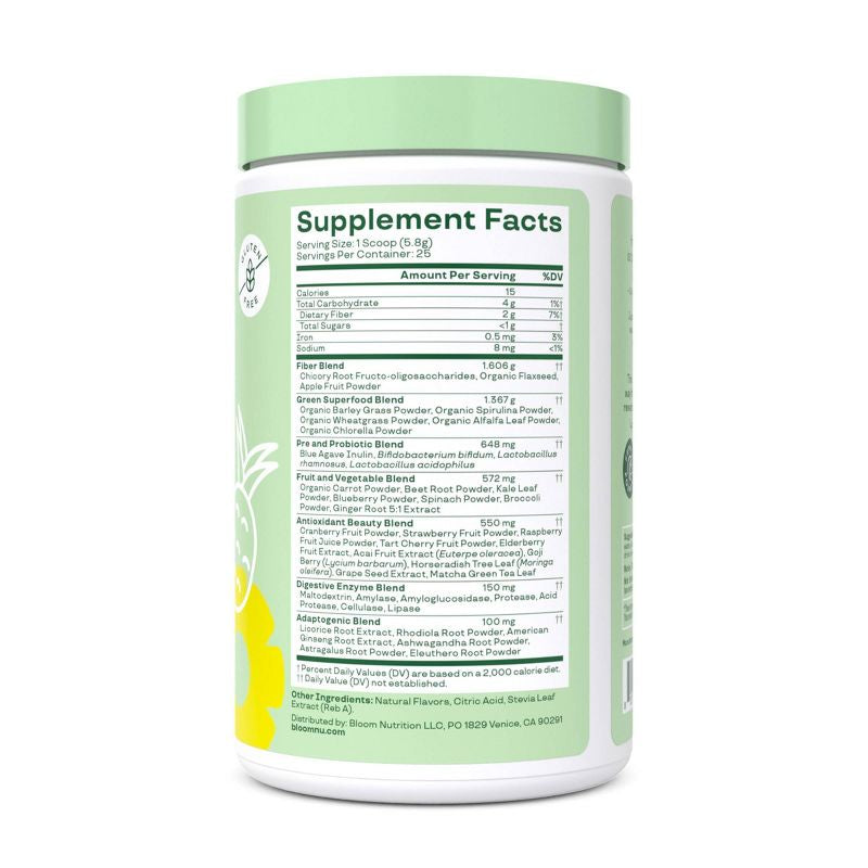 BLOOM NUTRITION Greens and Superfoods Powder - Pineapple - 25ct