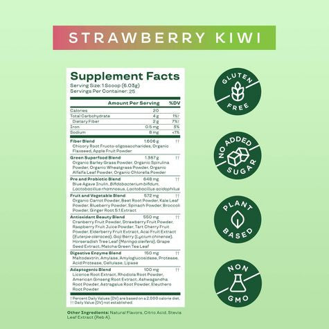 BLOOM NUTRITION Greens and Superfoods Powder - Strawberry Kiwi 25 ct