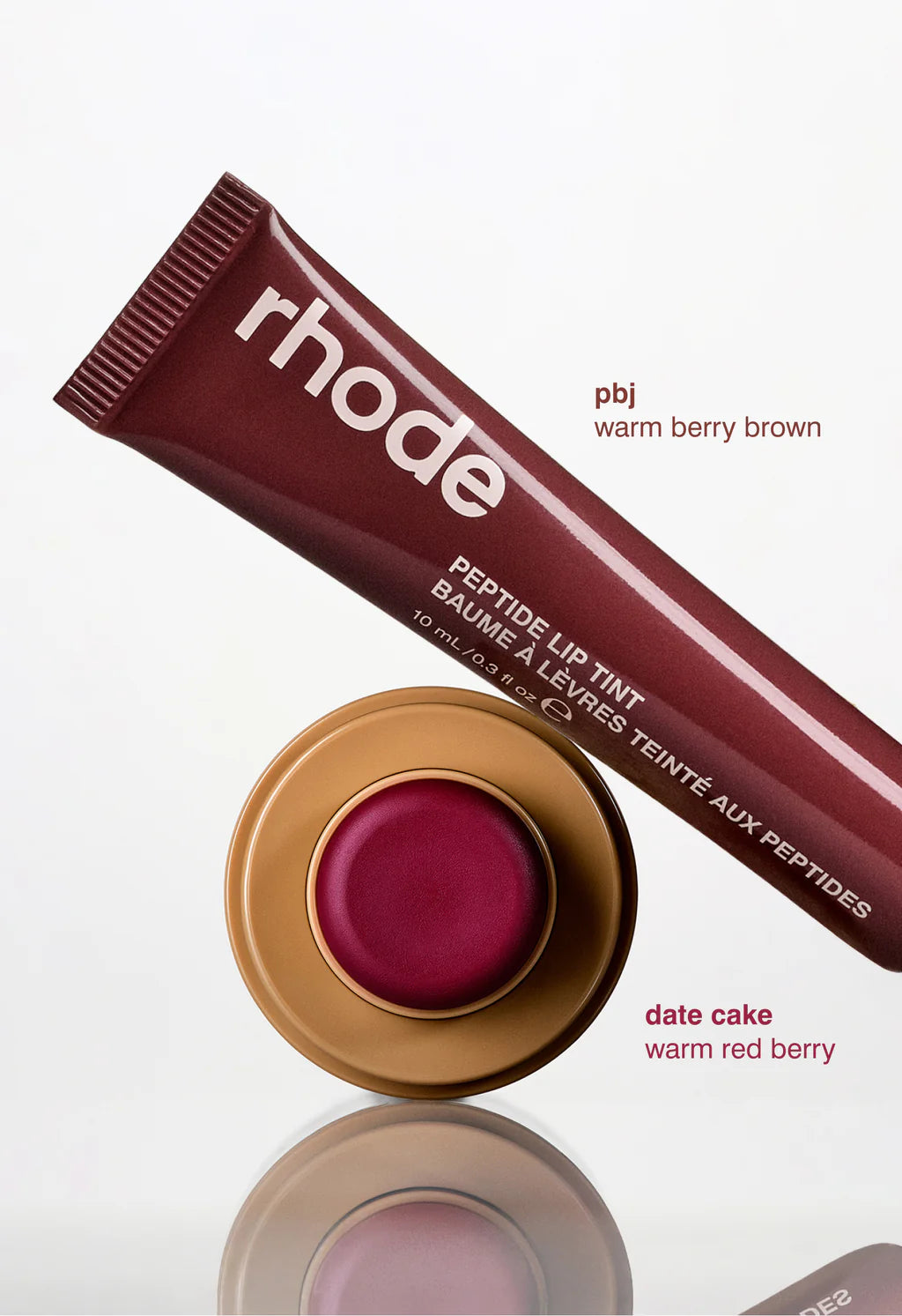 NEW! Rhode the duos
POCKET BLUSH + PEPTIDE LIP TINT date cake + pbj