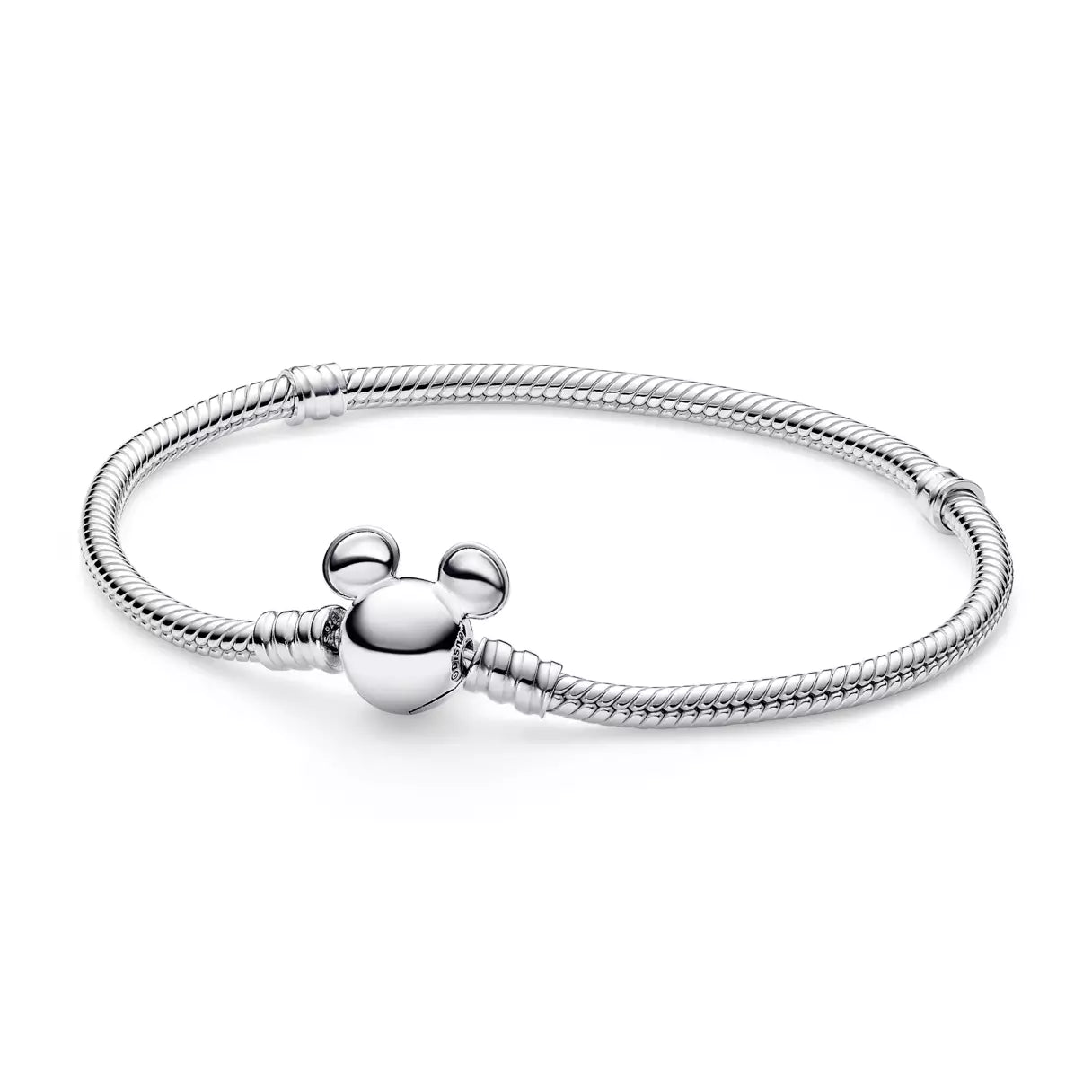 Mickey Mouse Icon Snake Chain Bracelet – Silver