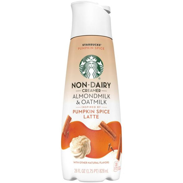 Starbucks Pumpkin Spice Flavored Almondmilk & Oatmilk Non-Dairy Liquid Coffee Creamer - 1.75pt