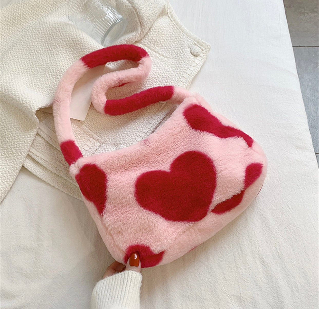 Bolso Hombro Fur Hearts Bolsa Corazones - Diferentes Tonos