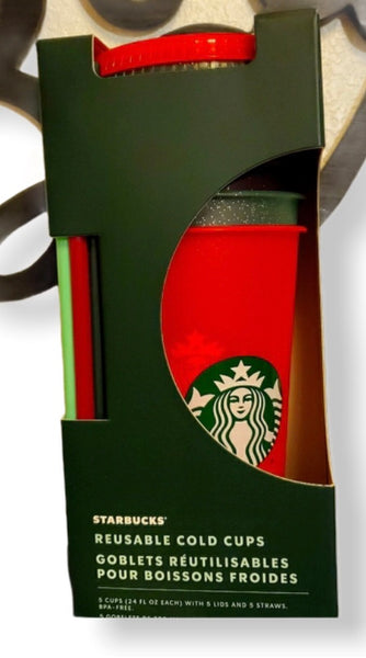 Nuevo! Set 5 Vasos Starbucks Edicion Navidad 2020 16 oz Brillos