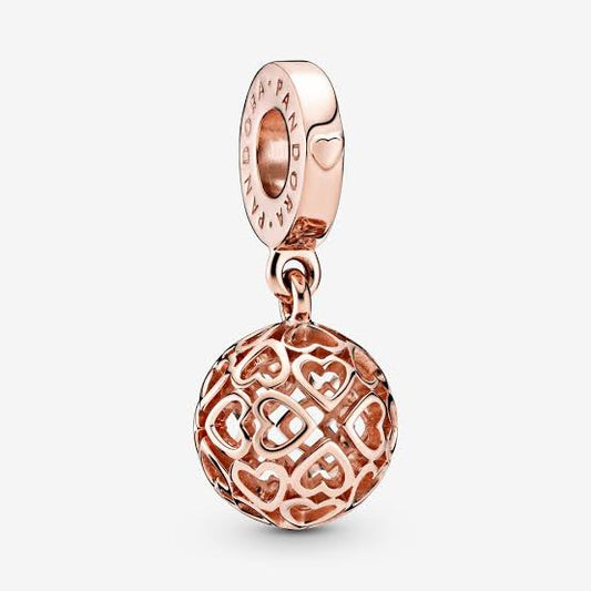 PANDORA oro rosa globo con corazones charm