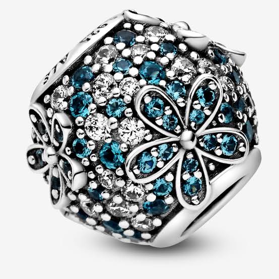 PANDORA Flor Teal Pave Sparkle Daisy Flower Charm