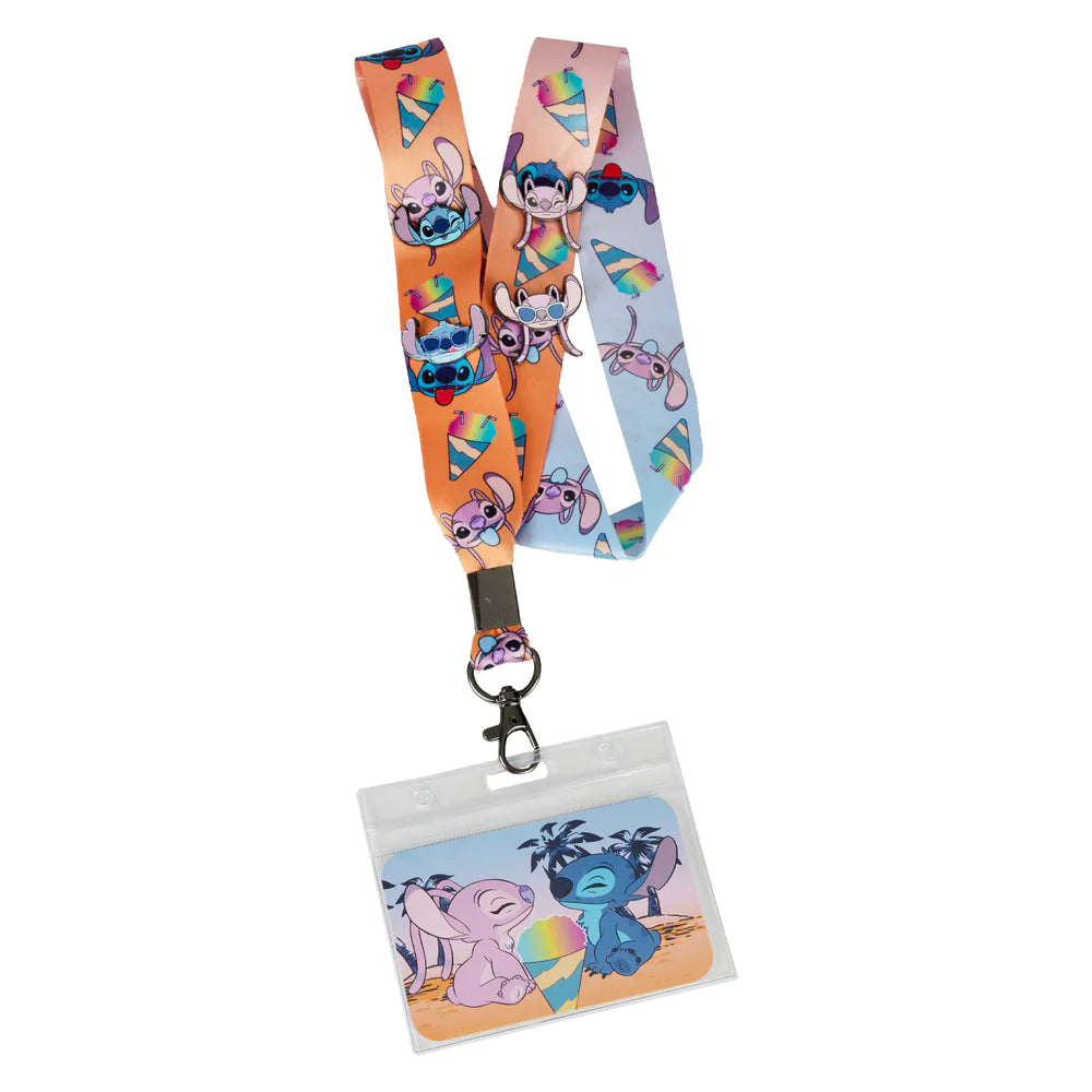 Lilo & Stitch Angel and Stitch Snow Cone Lanyard with Card Holder & 4 Pins