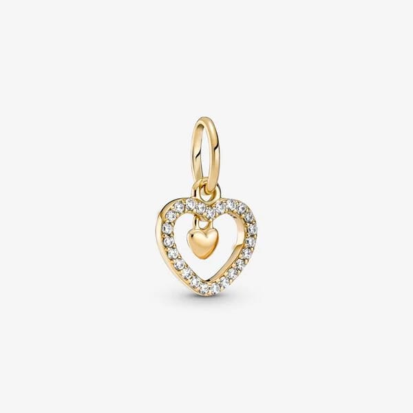 Sparkling Double Heart Dangle Charm