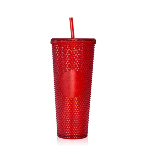 Vaso de Textura con Popote Rojo