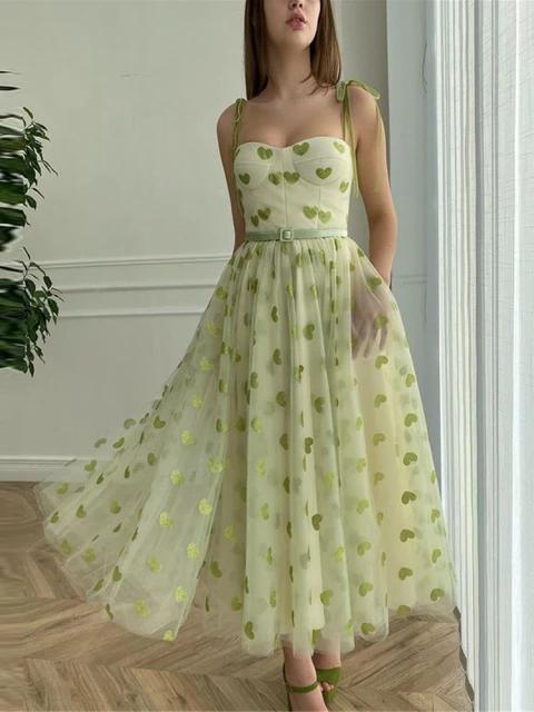 Maxi Vestido~ Corazones Verde Pistache