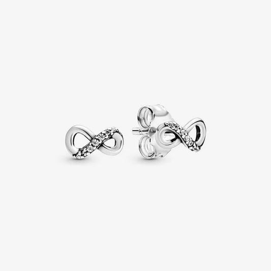 Sparkling Infinity Stud Earrings~ Silver