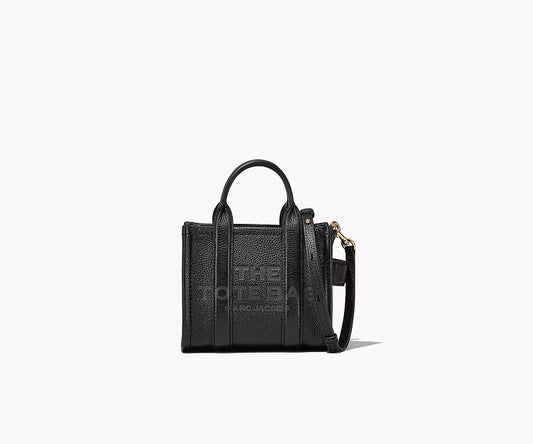 THE LEATHER MICRO TOTE BAG- Black