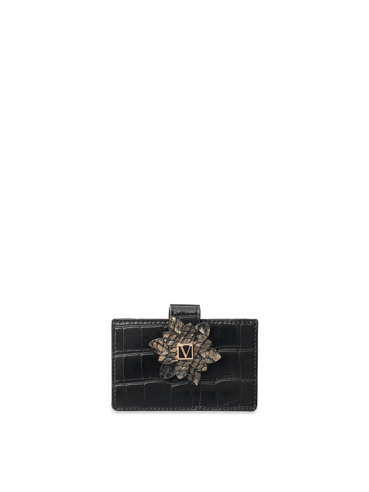 The Victoria Expandable Card Case-Negra con flor