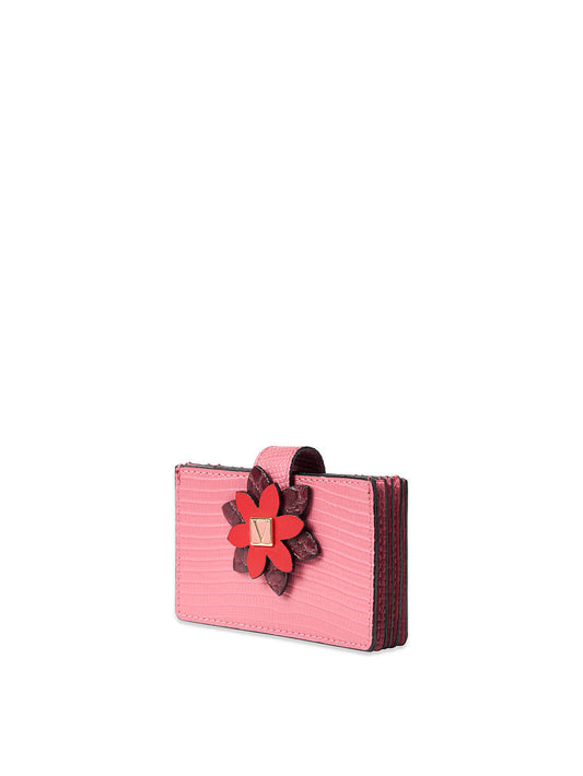 The Victoria Expandable Card Case-Rosa con flor