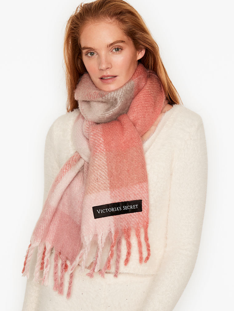 Plush Scarf-Blush gray