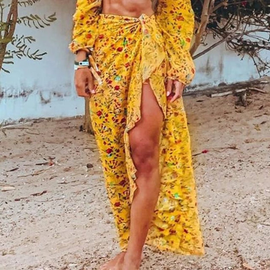 Pareo para Playa~ Flores Amarillo