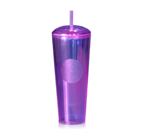 Vaso con Popote Transparente Morado