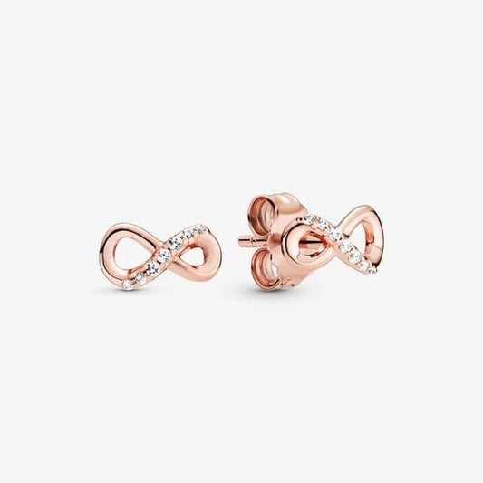 Sparkling Infinity Stud Earrings ~ Rose Gold