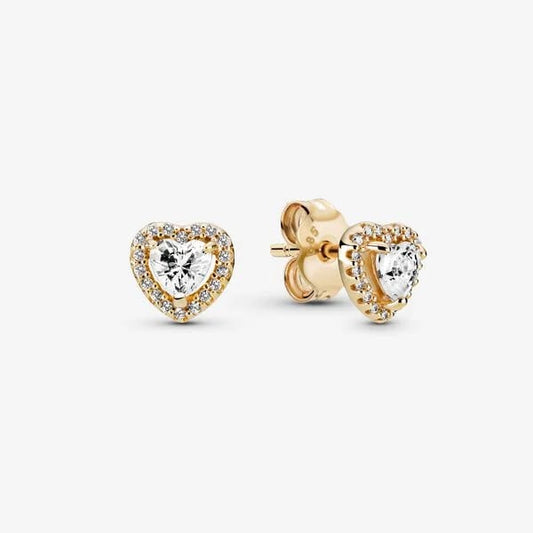 Elevated Heart Stud Earrings Gold