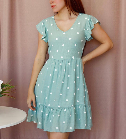 Vestido Mint White Dots