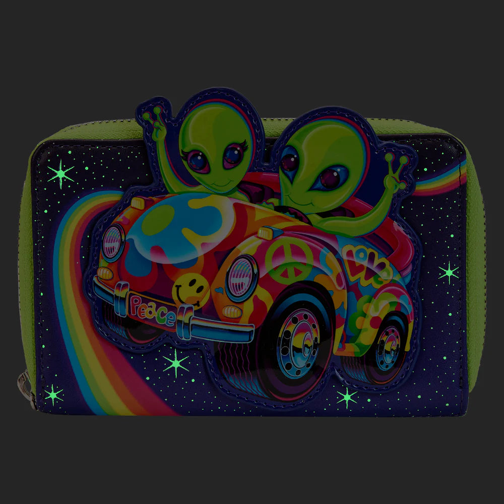 Lisa Frank Cosmic Alien Ride Glow Zip Around Wallet