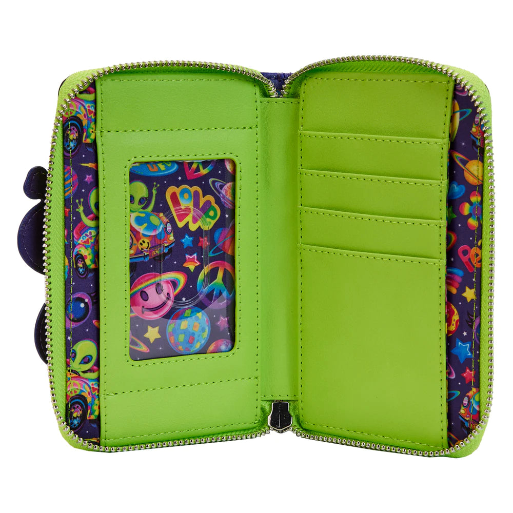 Lisa Frank Cosmic Alien Ride Glow Zip Around Wallet