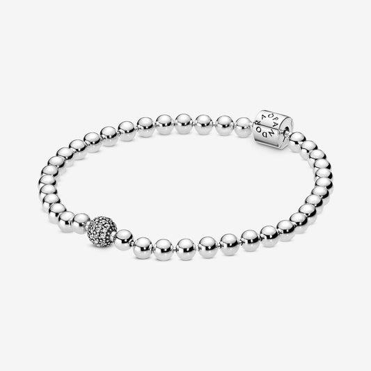 Beads & Pavé Bracelet~ Silver