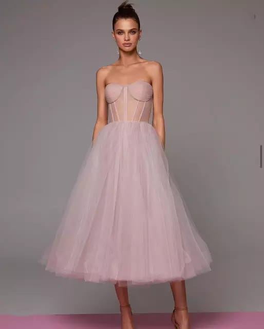 Maxi Vestido~ Strapless Rosa Pastel