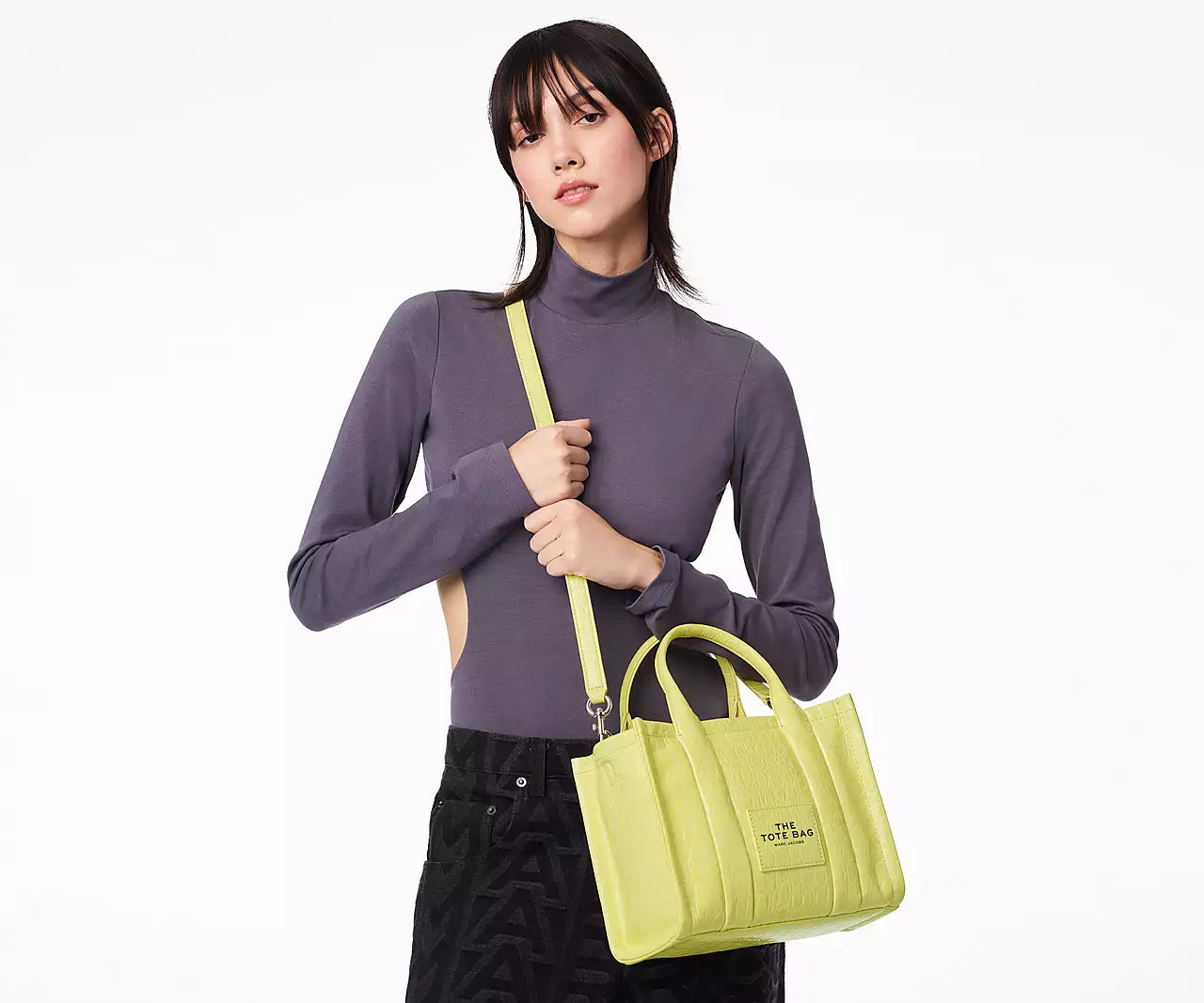 THE CROC-EMBOSSED MINI TOTE BAG- Yellow