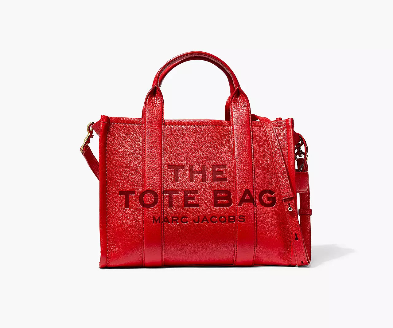THE LEATHER MEDIUM TOTE BAG- Red