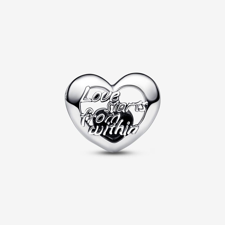 Openwork Heart & Script Charm