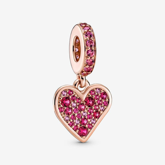 Pavé Freehand Heart Dangle Charm