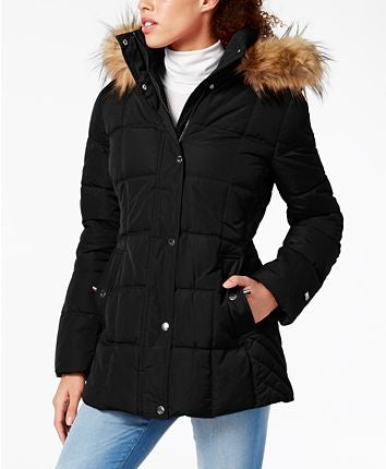 Tommy Hilfiger Chamarra Negra Puffer Coat