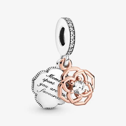 Two-tone Rose Dangle Charm