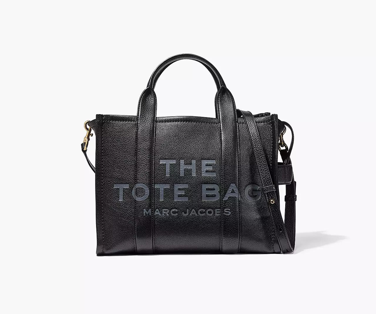 THE LEATHER MEDIUM TOTE BAG- Black