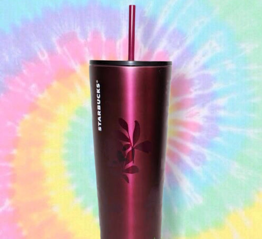 Starbucks Vaso-Morado Platino Flores