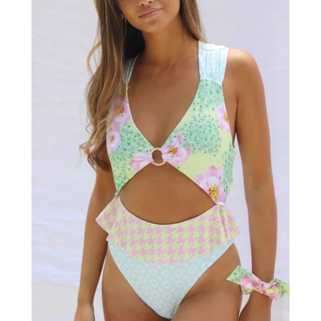 Traje de Baño~ Monokini Aro Abertura Pastel