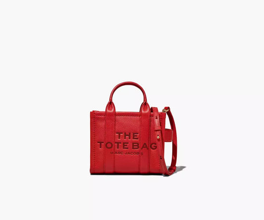 THE LEATHER MICRO TOTE BAG- Red