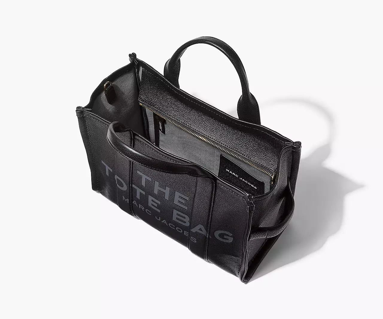 THE LEATHER MEDIUM TOTE BAG- Black