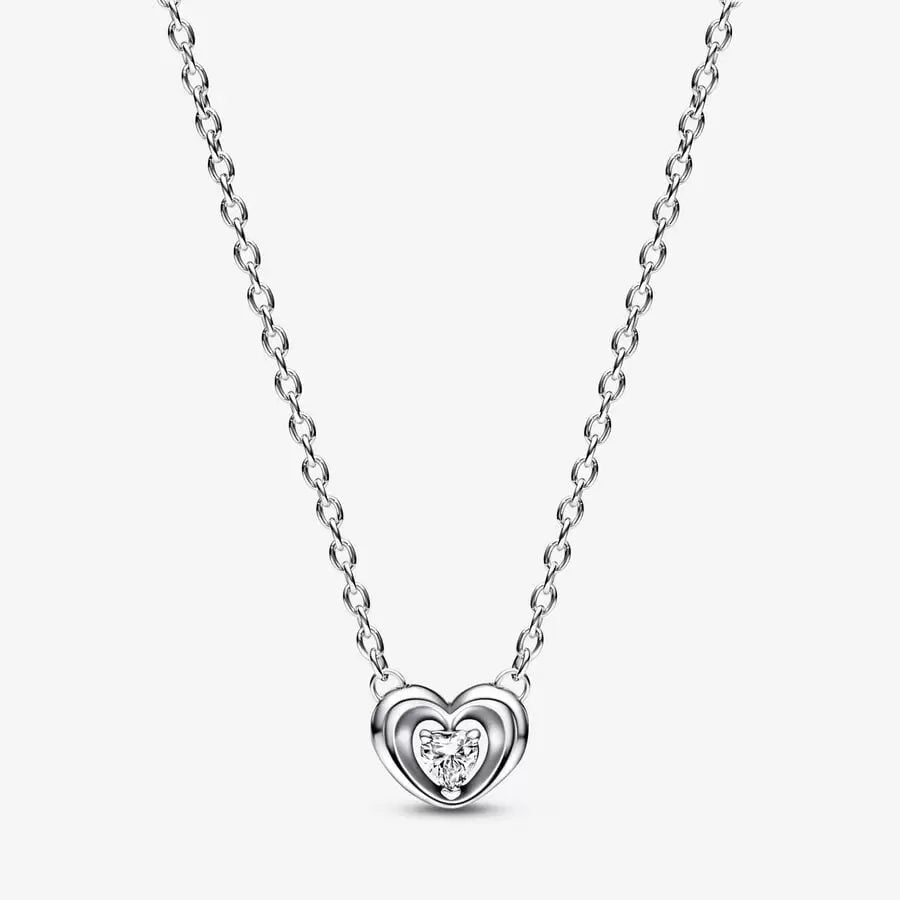 Radiant Heart & Floating Stone Pendant Collier Necklace