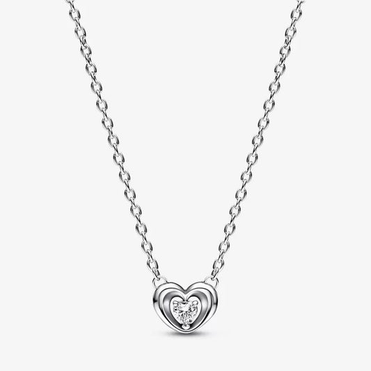 Radiant Heart & Floating Stone Pendant Collier Necklace