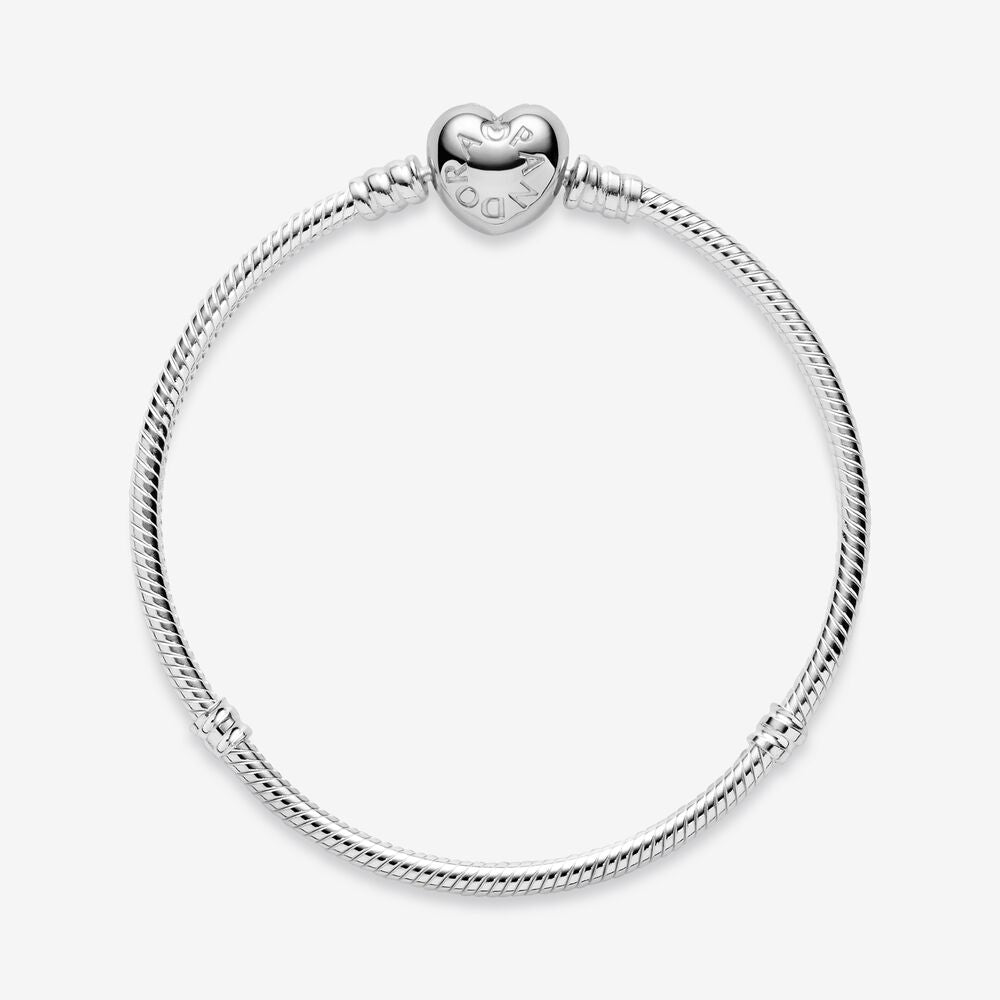 Pandora Moments Heart Clasp Snake Chain Bracelet ~ Silver