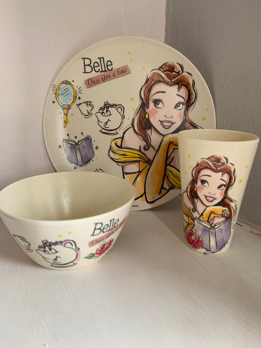 VAJILLA BAMBU PRINCESAS- BELLA 3 PIEZAS