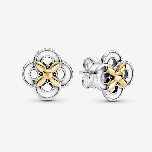 Two-tone Flower Stud Earrings