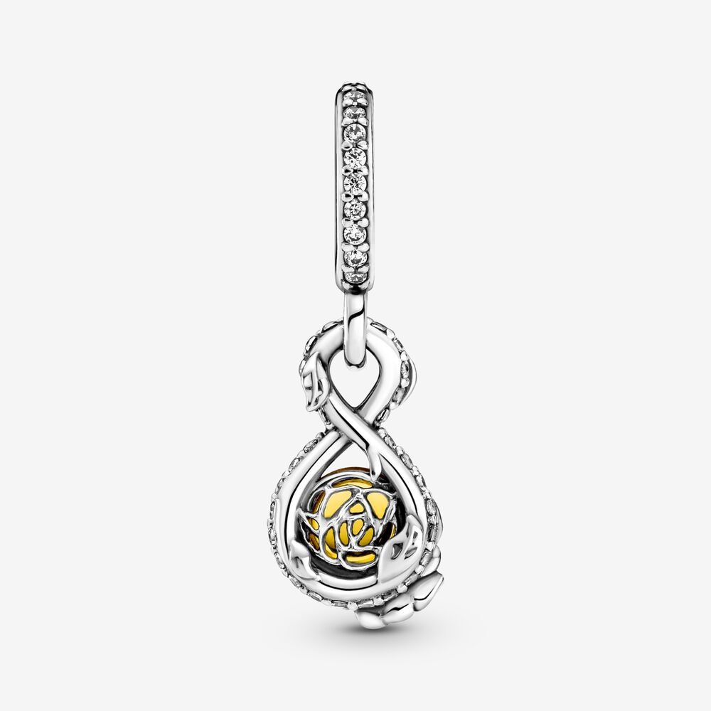 Disney Belle Infinity & Rose Flower Pendant