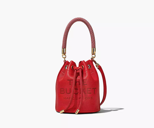 THE LEATHER BUCKET BAG- True Red