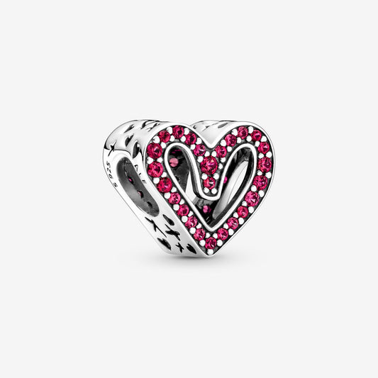 Sparkling Ruby Red Freehand Heart Charm